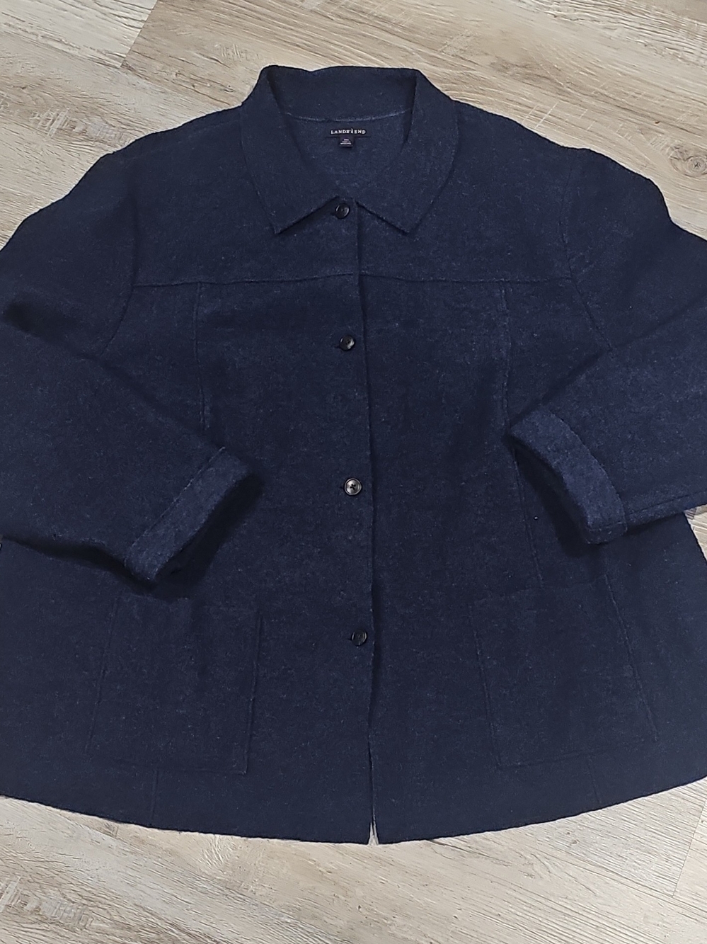 Lands' End Women's Dark Navy Wool Pea Coat 26W